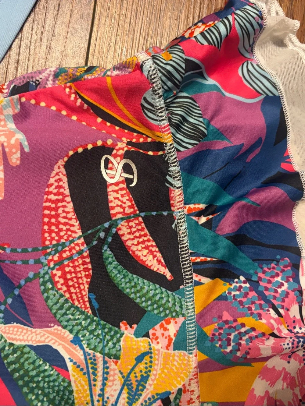 Sofibella Matching Set | Tropical Print Skirt + Baby Blue V-Neck Top | Size S